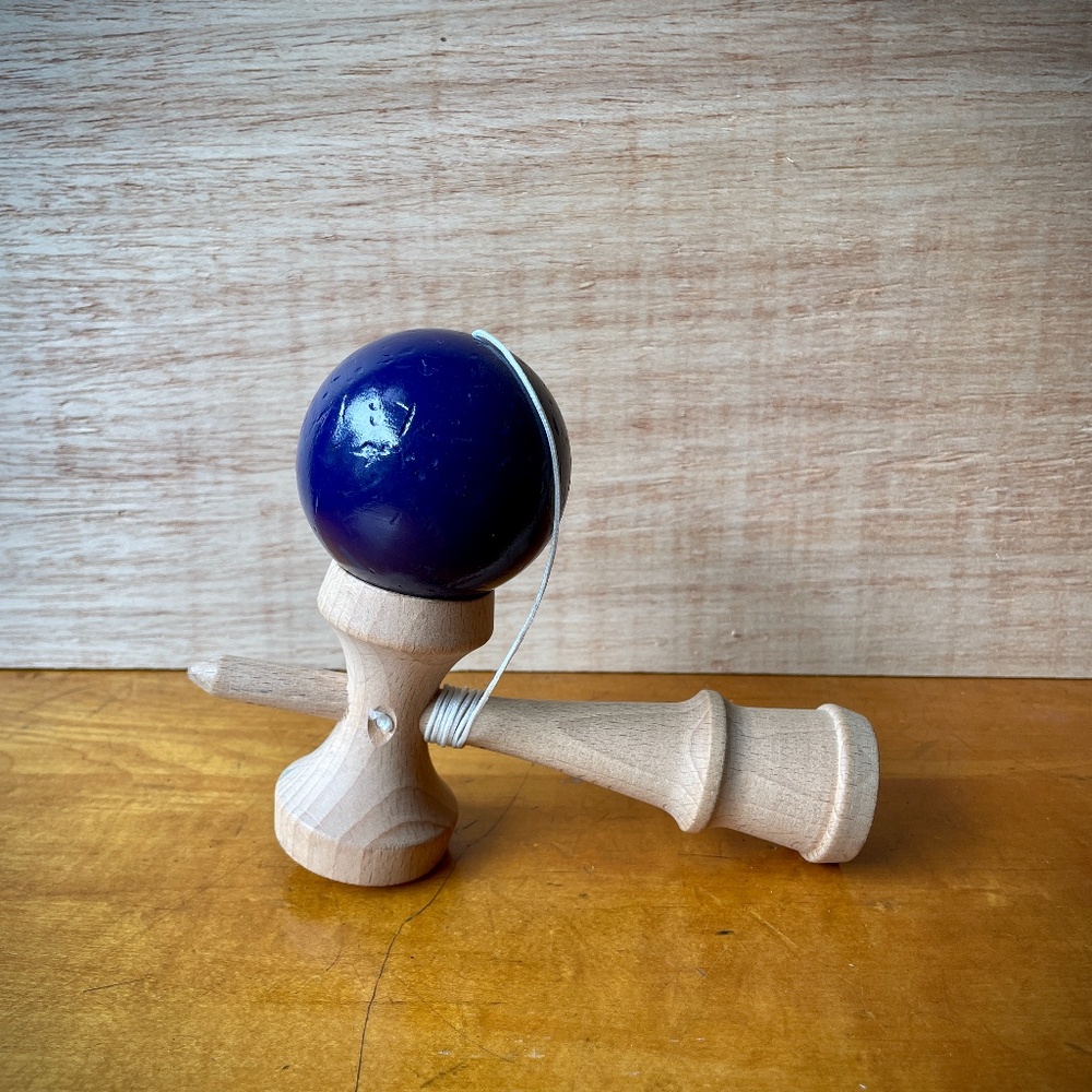SOLD Kendama, Classic Wood Toy, Blue Ball